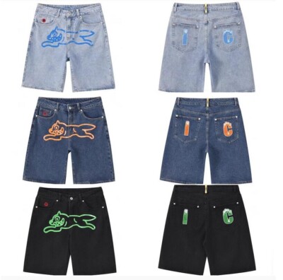 New Men's Summer BBC denim Shorts jeans IceCream Running Dog Size