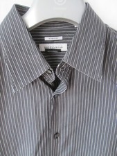 VERSACE Collection Business Fit Gray/Black/White Stripe Dress Shirt Size 17-43