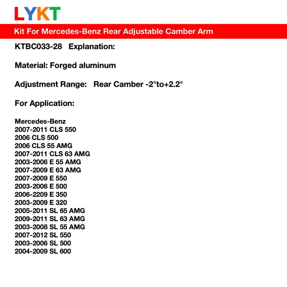 LYKT 2pcs Adjustable Control Arm Alignment Rear Camber Kit for Benz CLS、E、SL AMG - Image 2 of 4
