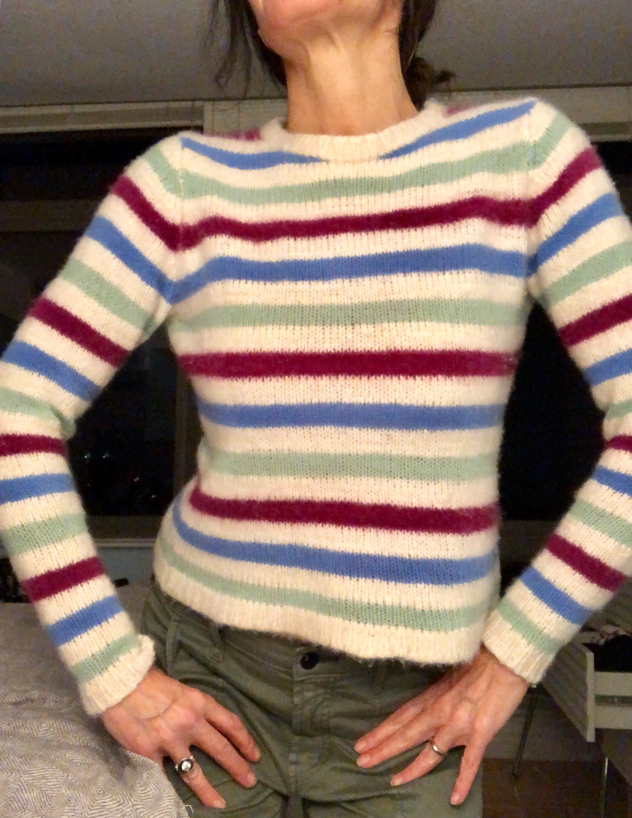The Elder Statesman mix stripe block crew cashmere multicolor Small