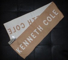 Kenneth Cole Logo Scarf Reversible Unisex One Size Beige Ivory New W Tags 48