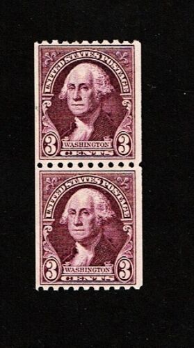 1932 U.S.Classic 3c Deep Violet Washington p.10 H.Coil Pair CP  Sc#722 M/NH/H/OG - 第 1/1 張圖片