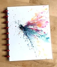 Watercolor Dragonfly Front & Back Cover Set for use with Happy Planner~