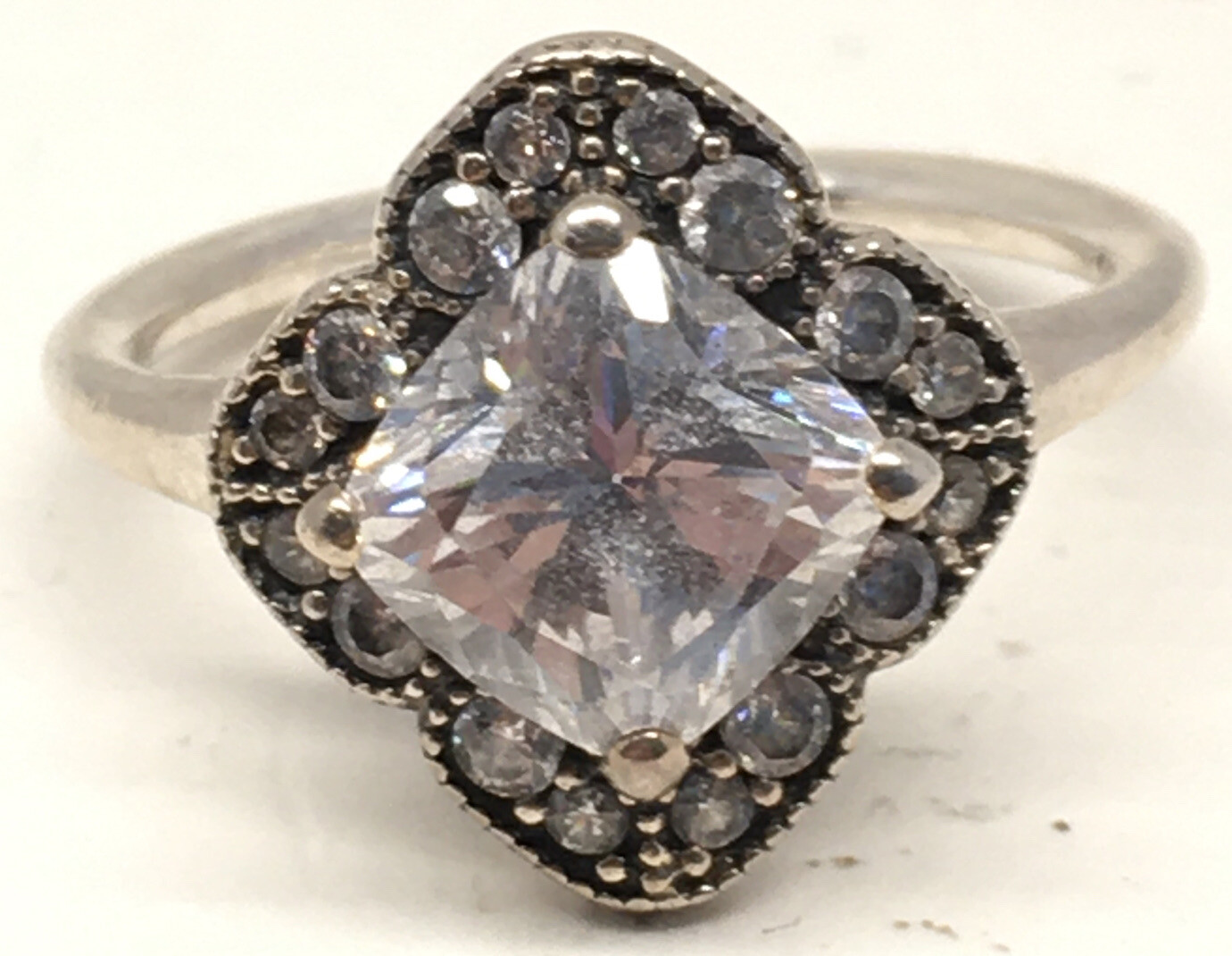 Authentic Pandora Silver Crystallized Floral CZ R… - image 1