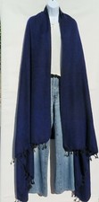 Yak Wool Blend Blanket/Throw Nepal Handmade Over-Sized  Blue  Black