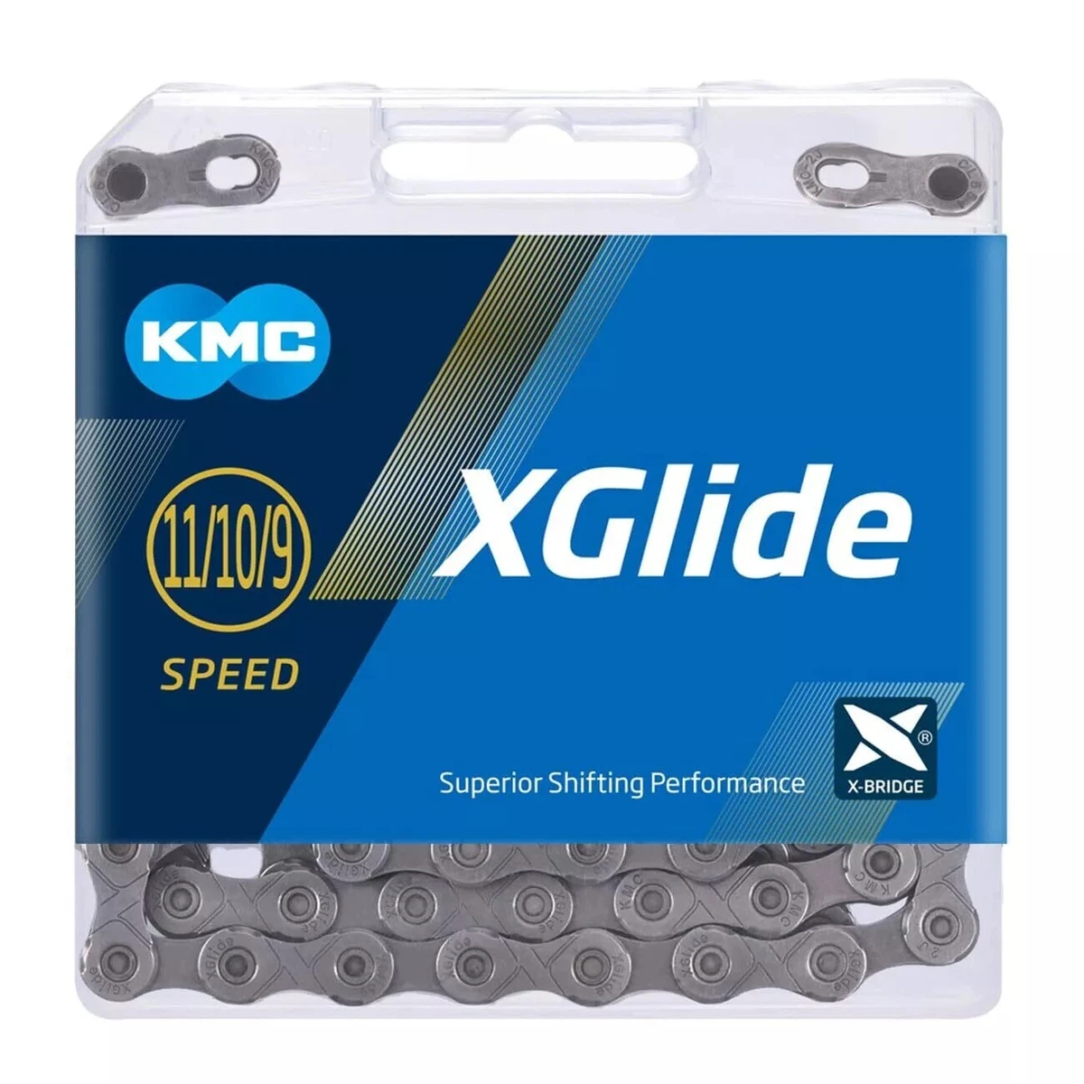 Catena KMC X9 9 Velocità Per Bici Da Strada - Argento Nichel, Con Maglia Mancante EZ