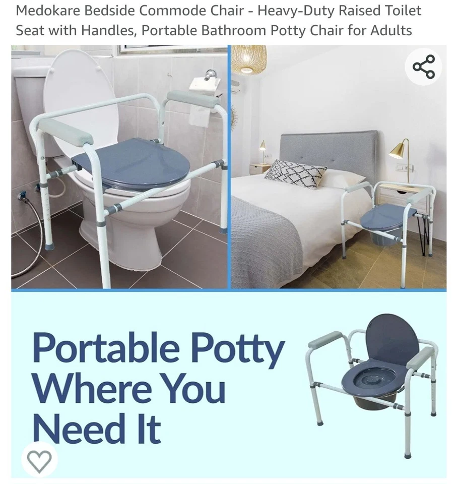 Medokare Foldable Bedside Adult Potty Chair Heavy-Duty Steel (MK3303) - Image 4 of 4