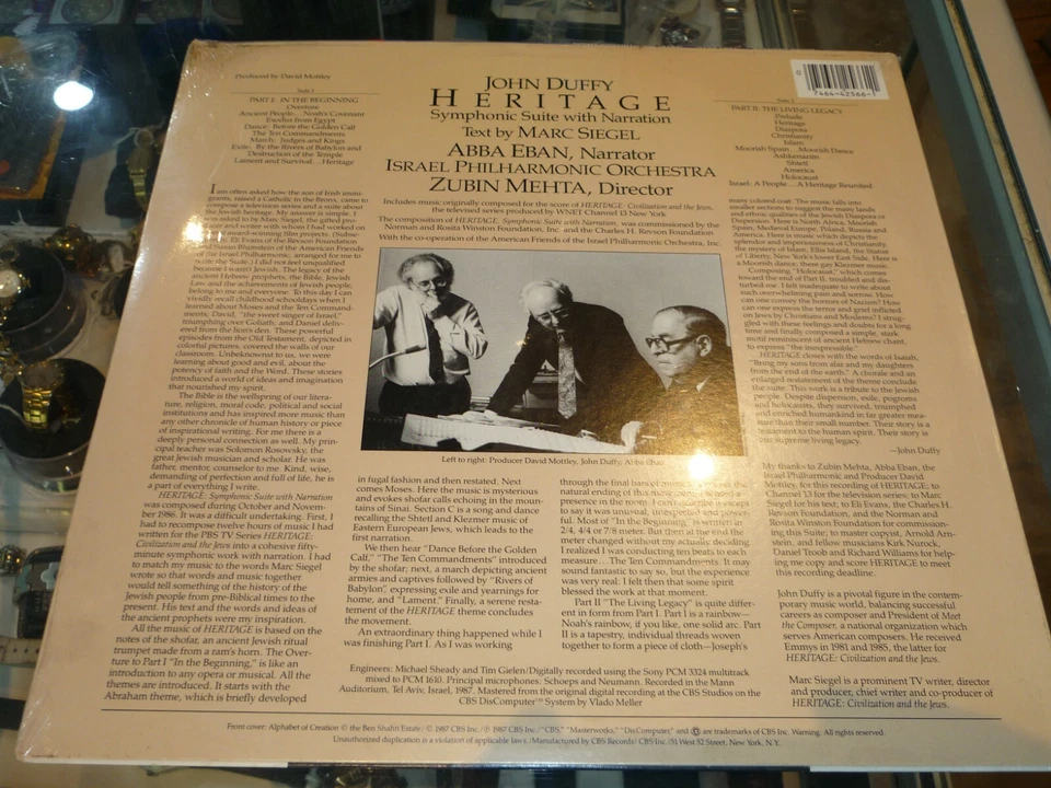 JOHN DUFFY HERITAGE ABBA EBAN ISRAEL PHILHARMONIC ZUBIN MEHTA (VINYL LP) - Image 3 of 4