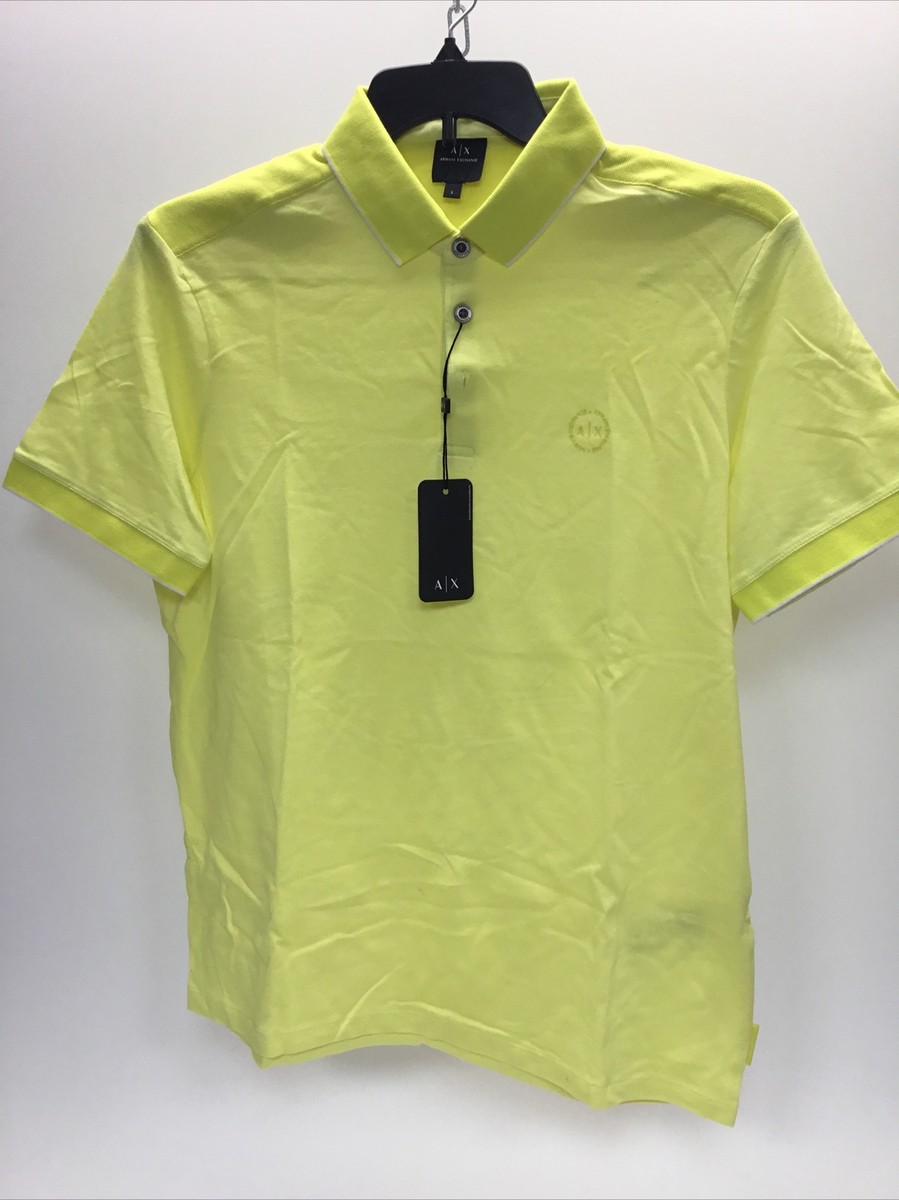 A|X Armani Exchange Men Short Sleeve Polo Shirt, Yellow [XL]