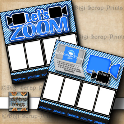 LETS ZOOM ~ QUARANTINE ~ E-LEARNING ~ 2 premade scrapbook pages digiscrap A0318