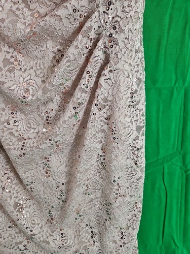 Scarlett Sequin Cutout Bodycon Dress Size 6 Sleeveless Lined Beige Ruched Side - Picture 4 of 14