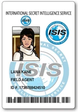 LANA KANE FROM ARCHER ID NAME BADGE TAG PROP HALLOWEEN SAFETY PIN BACK