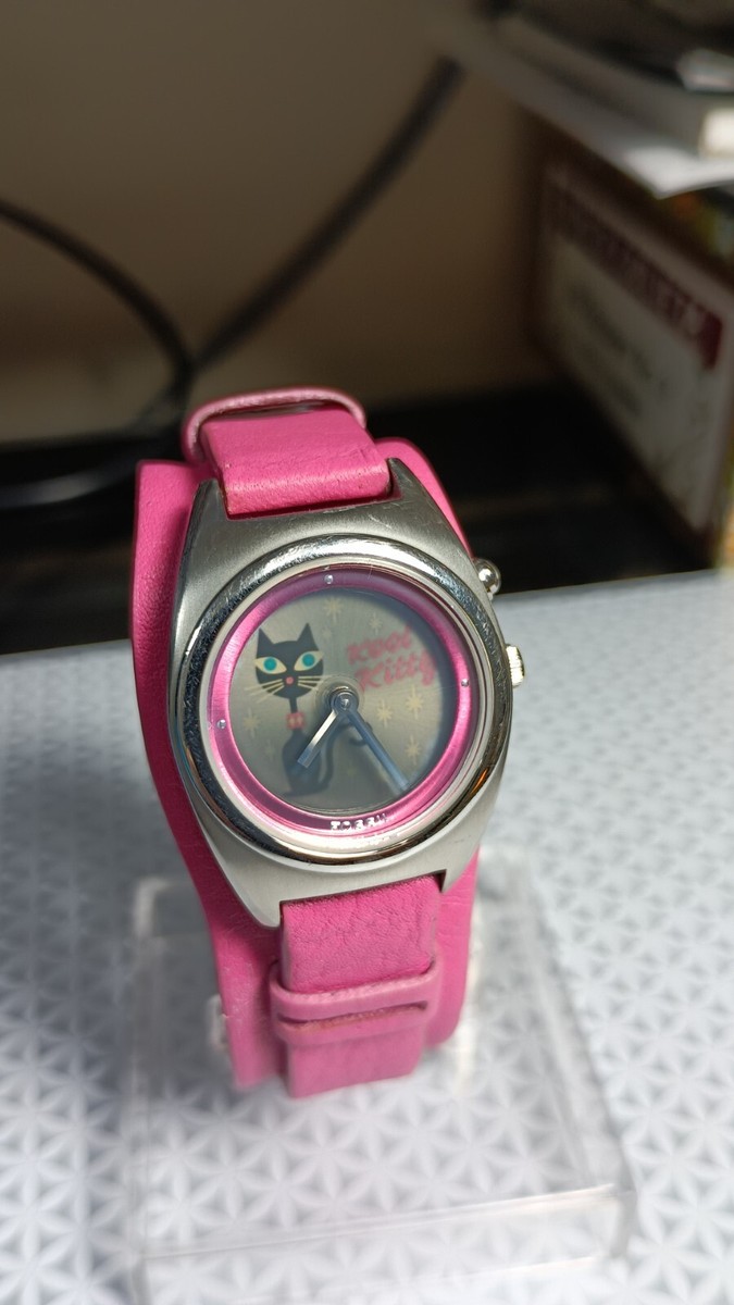 Fossil Pink Bigtic Kool Kitty Watch. Vintage EUC. Model ES9864 Fossil Pink Bigtic Kool Kitty Watch. Vintage EUC main image 3