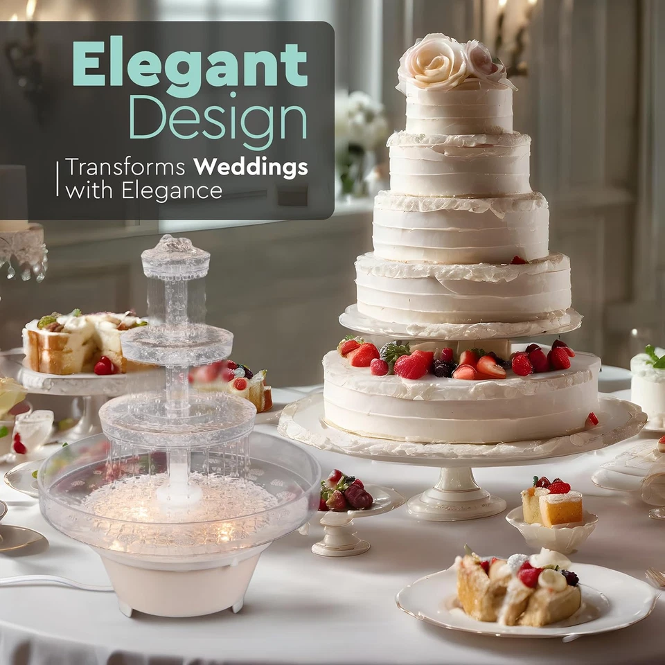 Fuente de agua de plástico iluminada para bodas - Ideal para centro de mesa de pasteles, fiestas, de Foto 4 de 4