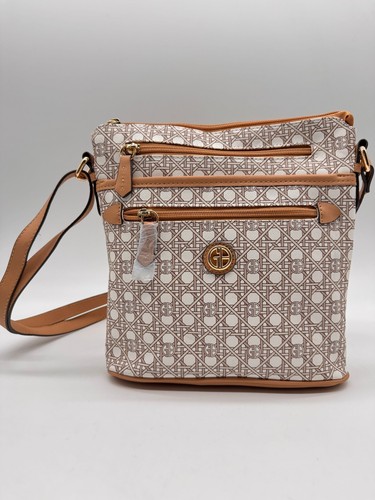 GIANI BERNINI Caning North South women's small crossbody bag - Beige (Defective) - Picture 2 of 9