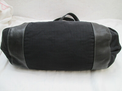Grand Sac Vintage TEXIER En Toile Et Cuir - Noir - Occasion Authentique - Style Sac à Main/épaule