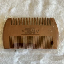 Viking Revolution Wooden Beard Comb Dual Action Fine & Coarse Teeth, Sealed NEW!