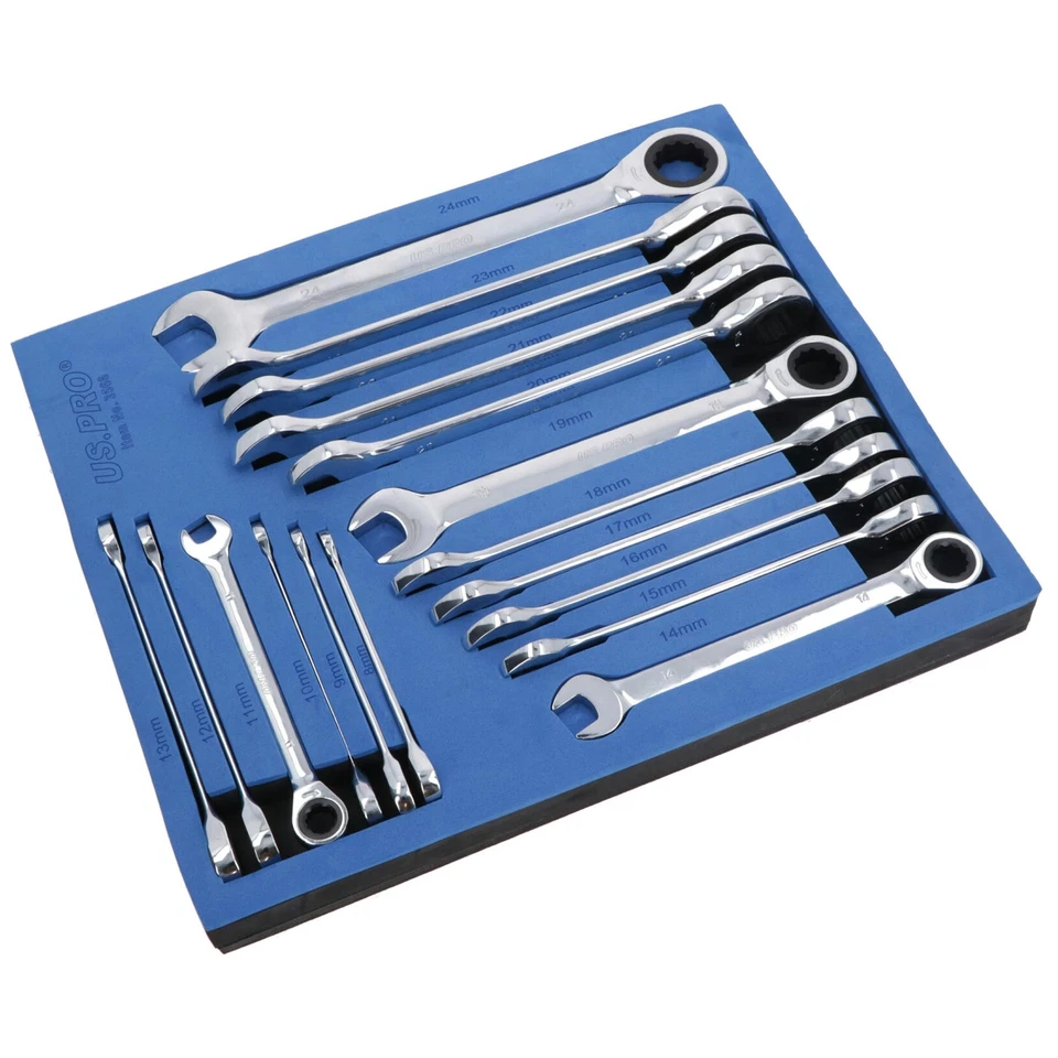 Llave inglesa combinada de trinquete de engranaje métrico de 17 piezas 72 die... - Imagen 3 de 4