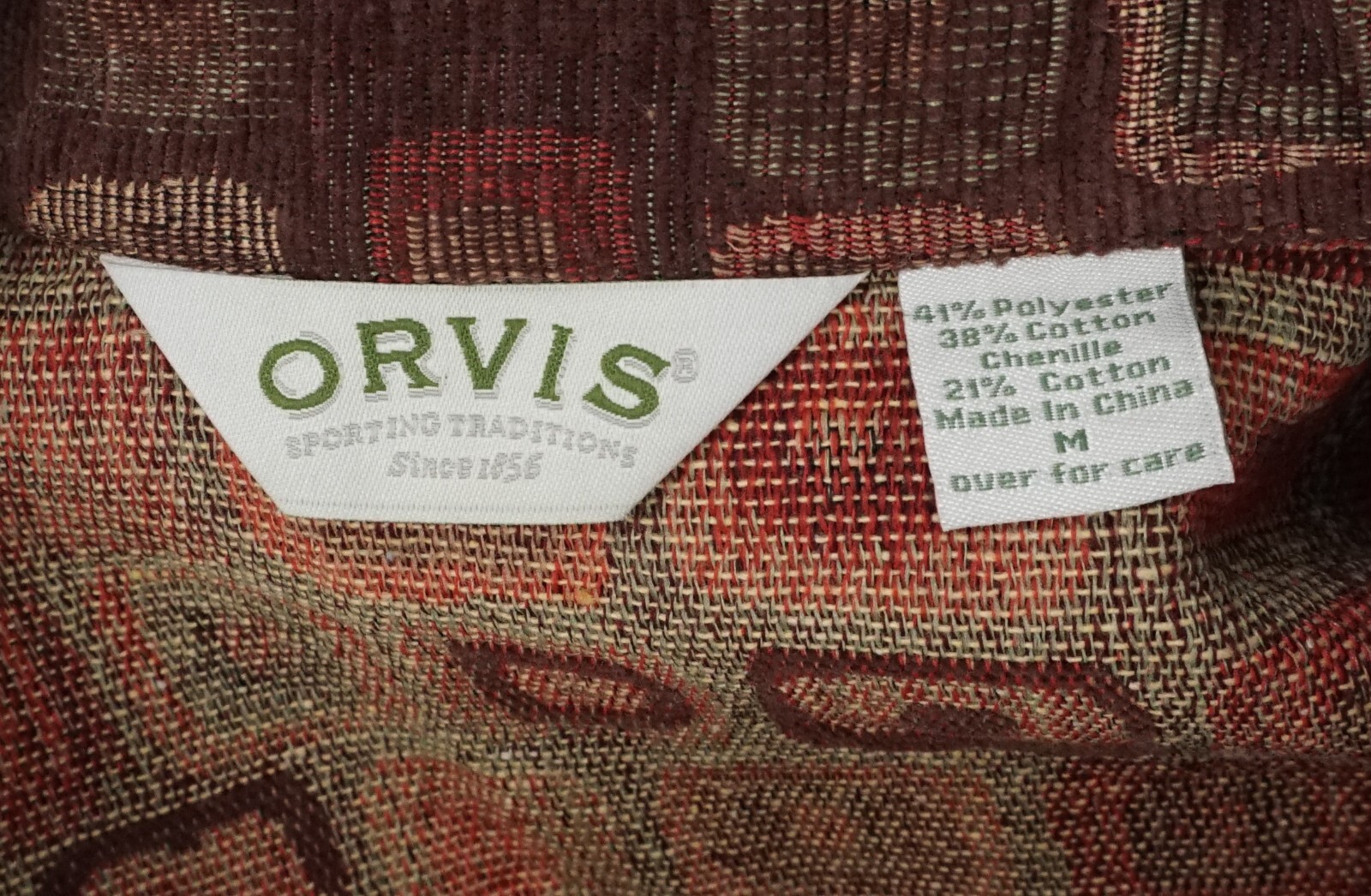 Orvis Red Multicolor Button Up Collared Tapestry … - image 6