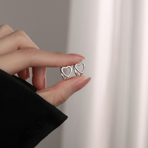 Minimalistische 925 Silber Creolen mit Herz-Design, Damen & Mädchen Ohrringe - Bild 6 von 8
