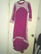BN Purple Maxi Purple Lace Trim Dip Hem Dress - size S/M