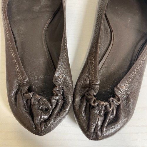 Tory Burch Minnie dunkelbraune Leder Ballerinas Schuhe Größe 7,5 M Slipper - Bild 9 von 10