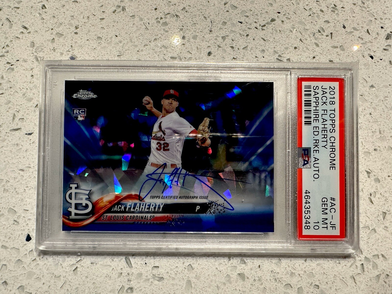 2018 Topps Chrome Sapphire Rookie Auto Jack Flaherty RC PSA 10 LA DODGERS