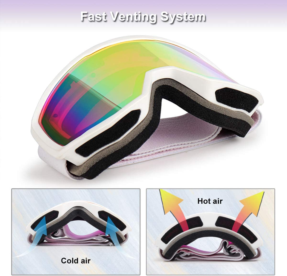 Ski/Snowboard Goggles for Men Women, OTG Snow Goggles anti Fog UV