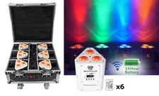 Rockville ROCKWEDGE PACKAGE WHITE 6 Battery Powered Wireless DMX Lights Case