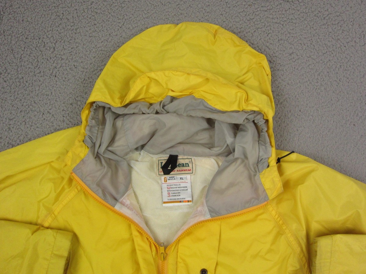 Vintage LL Bean Jacket Mens Extra Large XL Yellow Raincoat Gore 