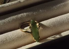 Vintage Gold Plated Sterling 925 & Genuine Nephrite Jade Stone Ring Size 7