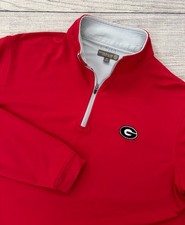 PETER MILLAR GEORGIA BULLDOGS PERTH Mens Medium Red Performance 1/4 Zip Pullover