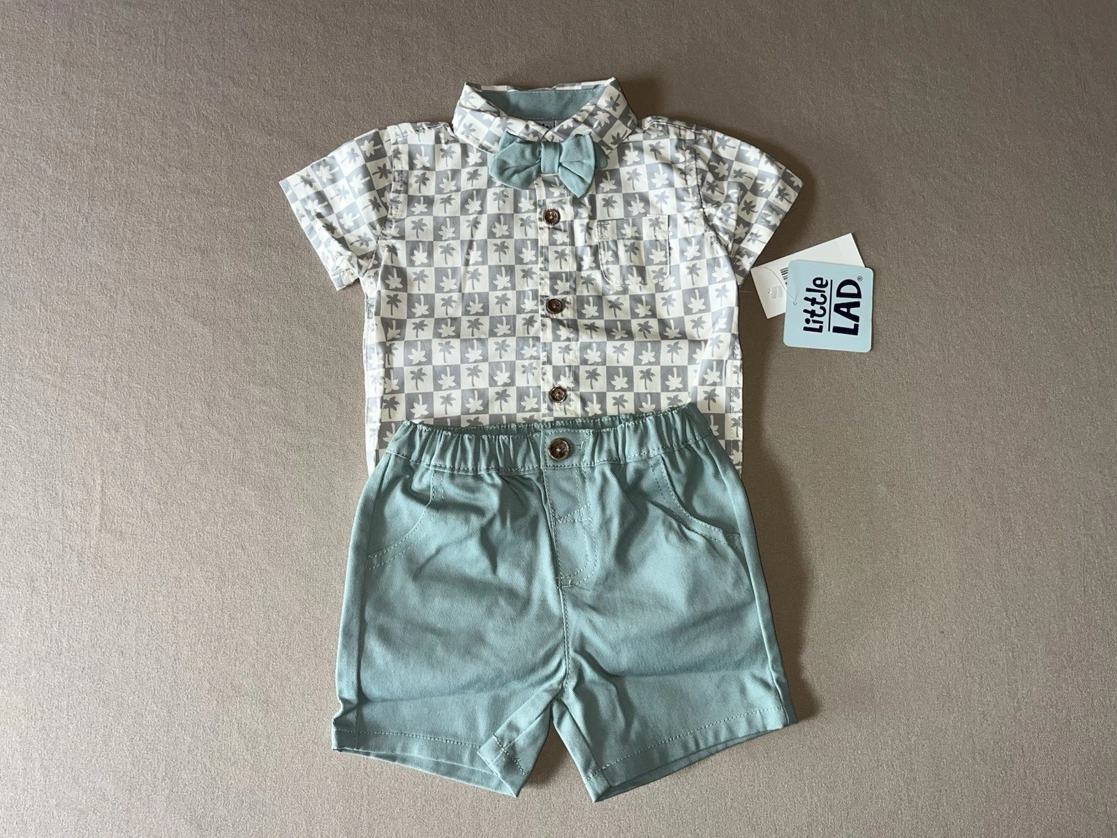 Baby Boys 0-3 Mos 3 Piece Outfit-Short Sleeve Top, Bowtie & Shorts-New With Tags