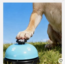 Blue Dog Training Bell for Pets with Paw Print Design, Paw Prints, 4.5cm