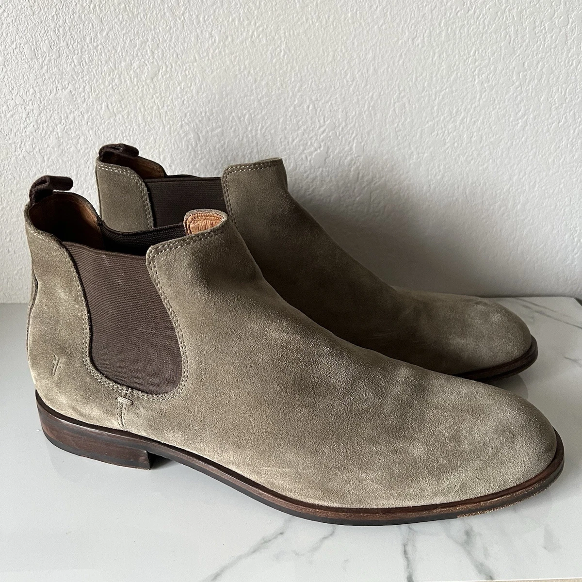 Vince NWOB Sawyer Suede Leather Gray Taupe Chelsea Bootie Men\'s Size 13 Shawn Grey Suede Chelsea Boot main image 3