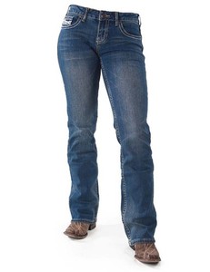 Cowgirl Tuff Western Denim Jeans Womens 34 Long Med Wash DFMIH0 CLEARANCE