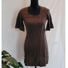 Pink Republic Womens Brown Cable Knit Short Sleeve Sweater Dress Size M