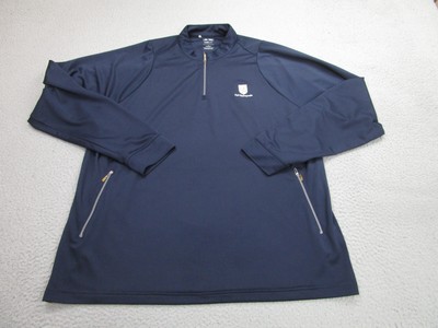 Adidas Fall Stampede Pullover Mens Large Blue Climalite 1/4 Zip Golf Jacket