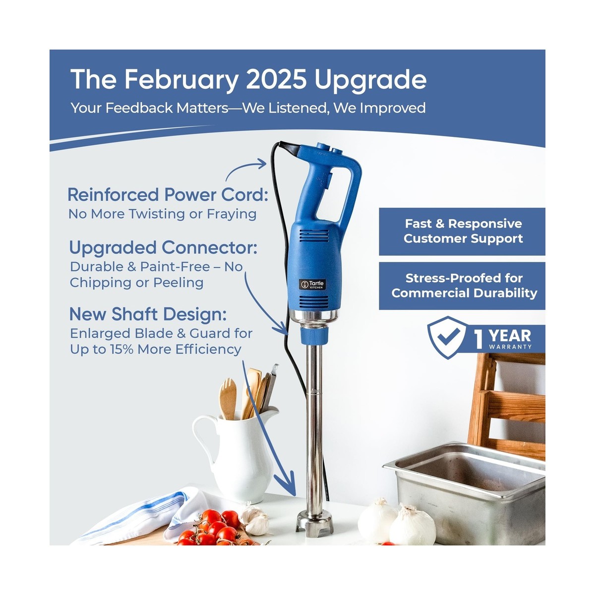 TK Commercial Immersion Blender, 750 Watt/1 HP Variable Speed