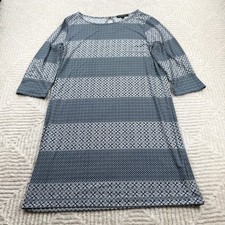 Banana Republic Dress Womens L Blue Geometric 3/4 Sleeve Work Office Casuel