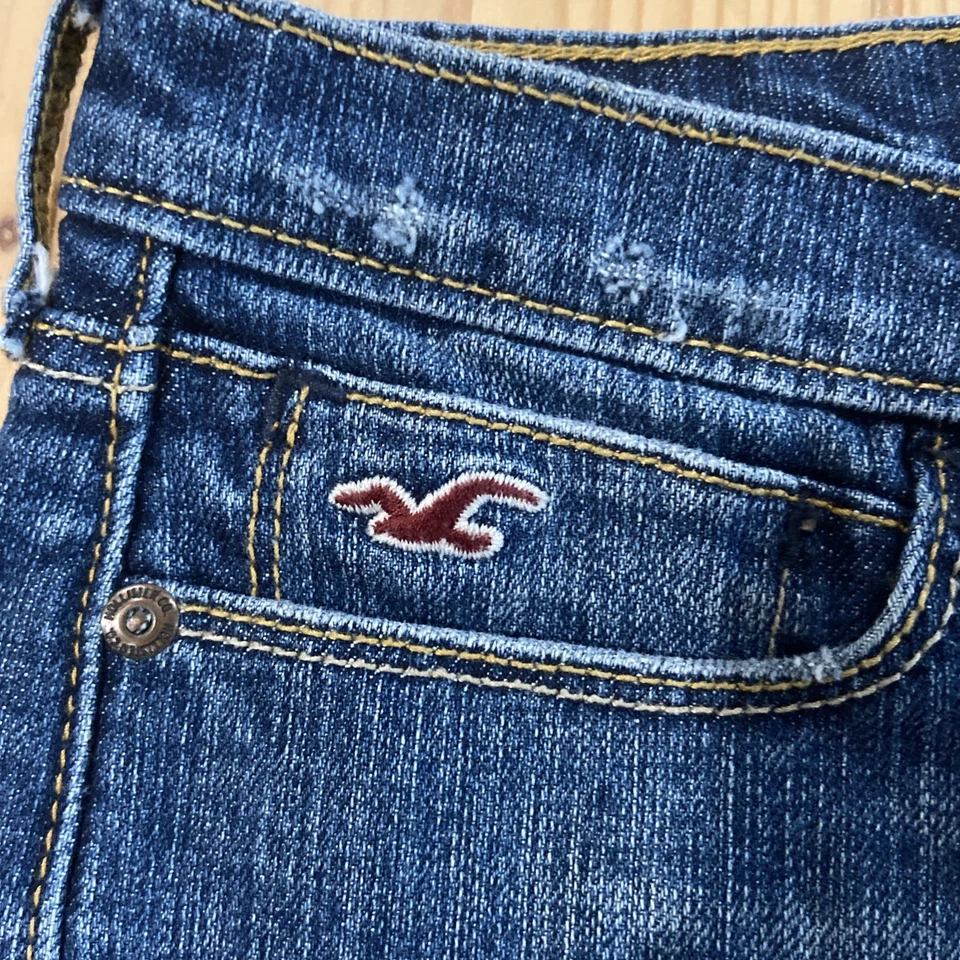 Linda minifalda vintage Y2K Hollister Jean tiro bajo arcos muñeca bebé años 7 00 de mezclilla Foto 3 de 4