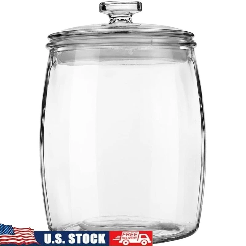 Clear Glass Storage Jar Wide Mouth Candy Canister Kitchen Organizer 2.1L New