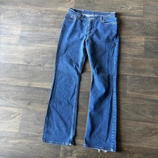 90s Vintage Levi's 517 Bootcut Jeans Dark Blue Denim Made in USA Western 32x31