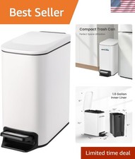 Small Bathroom Trash Can w/Lid Soft Close, 6 Liter/1.6 Gallon Stainless Steel...