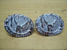 Harley Panhead Knucklehead Motorcycle Leather Saddlebag Trim Medallion Chrome