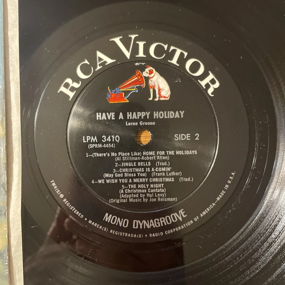 Lorne Greene Have A Happy Holiday Christmas LP RCA Mono + Shrink Bonanza TV M-!! - Image 3 of 4