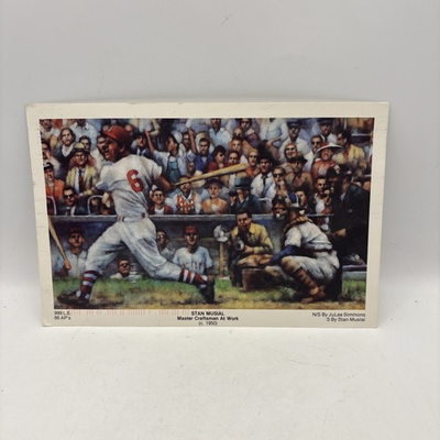 #ad Stan The Man Musial Postcard ST LOUIS CARDINALS LEGEND MASTER CRAFTSMAN AT WORK $49.99