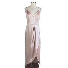 XSCAPE Women's Formal Dress Size 8 Pink Satin Sleeveless V-Neck Evening Gown