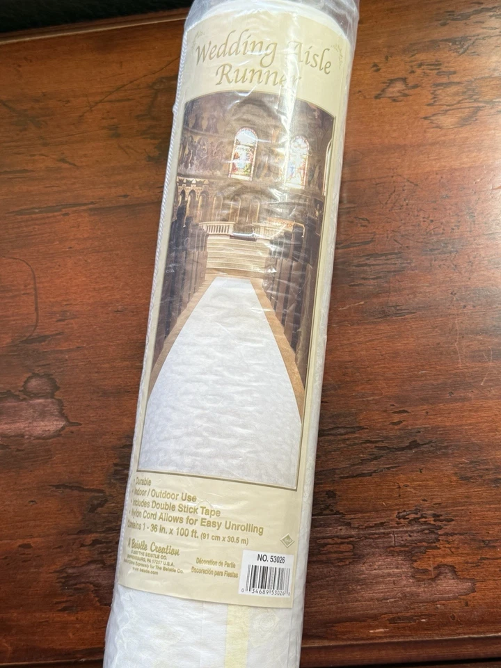 Pasillo de boda corredor Beistle 53026 Elite blanco/rosas interior/exterior 36” X 100’ Foto 2 de 4