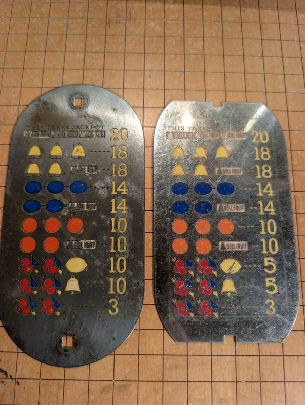 Vintage Slot Machine Metal Reward Plates - Lot of 2